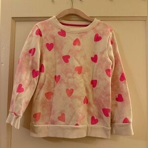 Cat & Jack Cream and Pink Heart Sweatshirt